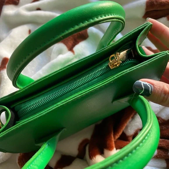 🖤5/$20 Bright Green Mini Tote Crossbody Bag - Picture 11 of 11